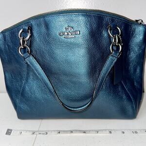 Coach Madison Small Kelsey Pebbled Satchel Leather Green Purse Handbag F23538